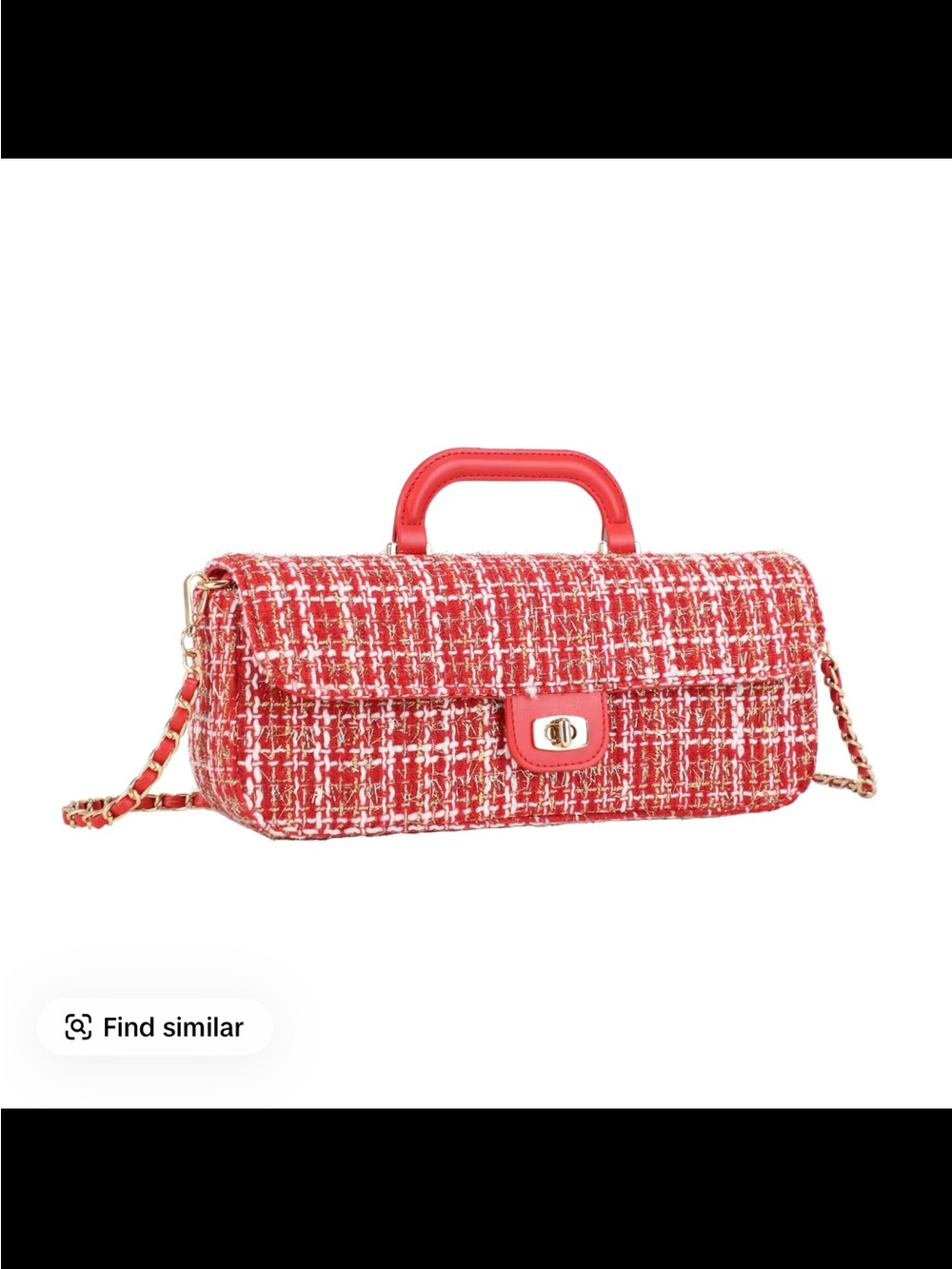 Red Tweed Top-Handle Crossbody Bag